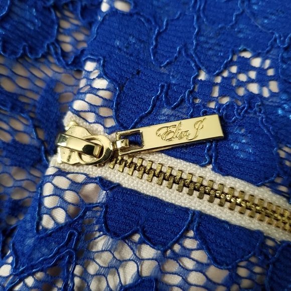 Eliza J Lace Overlay Dress in Cobalt - Picture 9 of 12